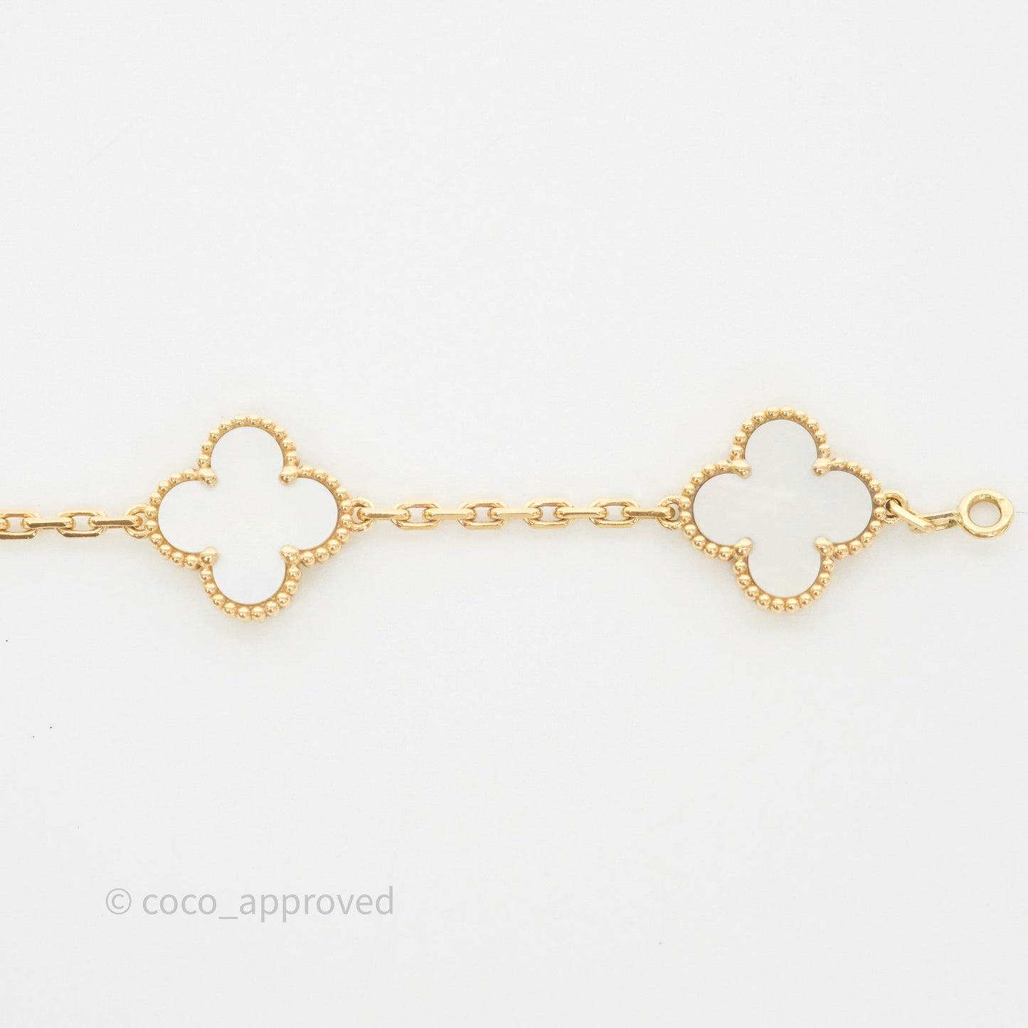 Van Cleef & Arpels Vintage Alhambra 5 Motifs Bracelet White Mother-of-pearl Yellow Gold