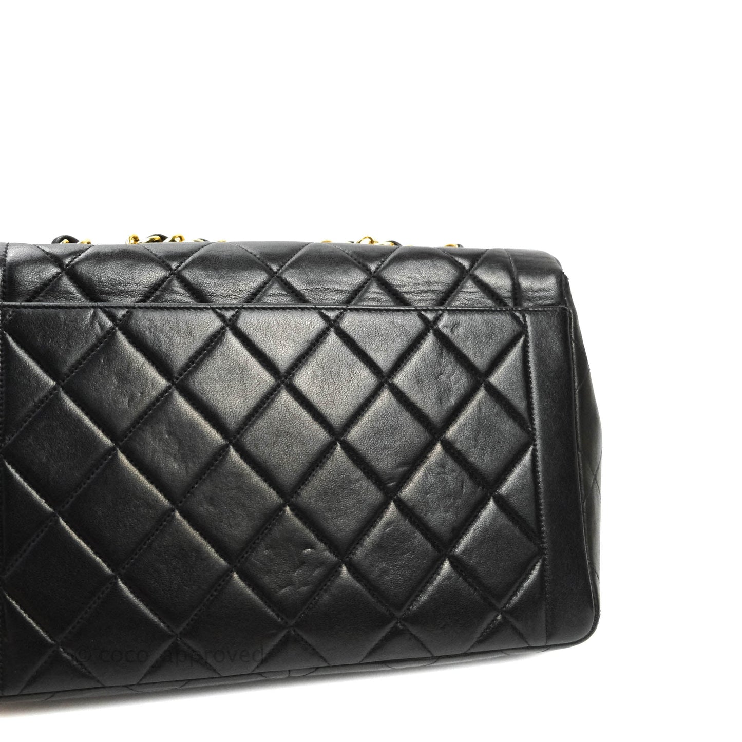 Chanel Vintage Quilted Medium Flap Bag Black Lambskin 24K Gold Hardware