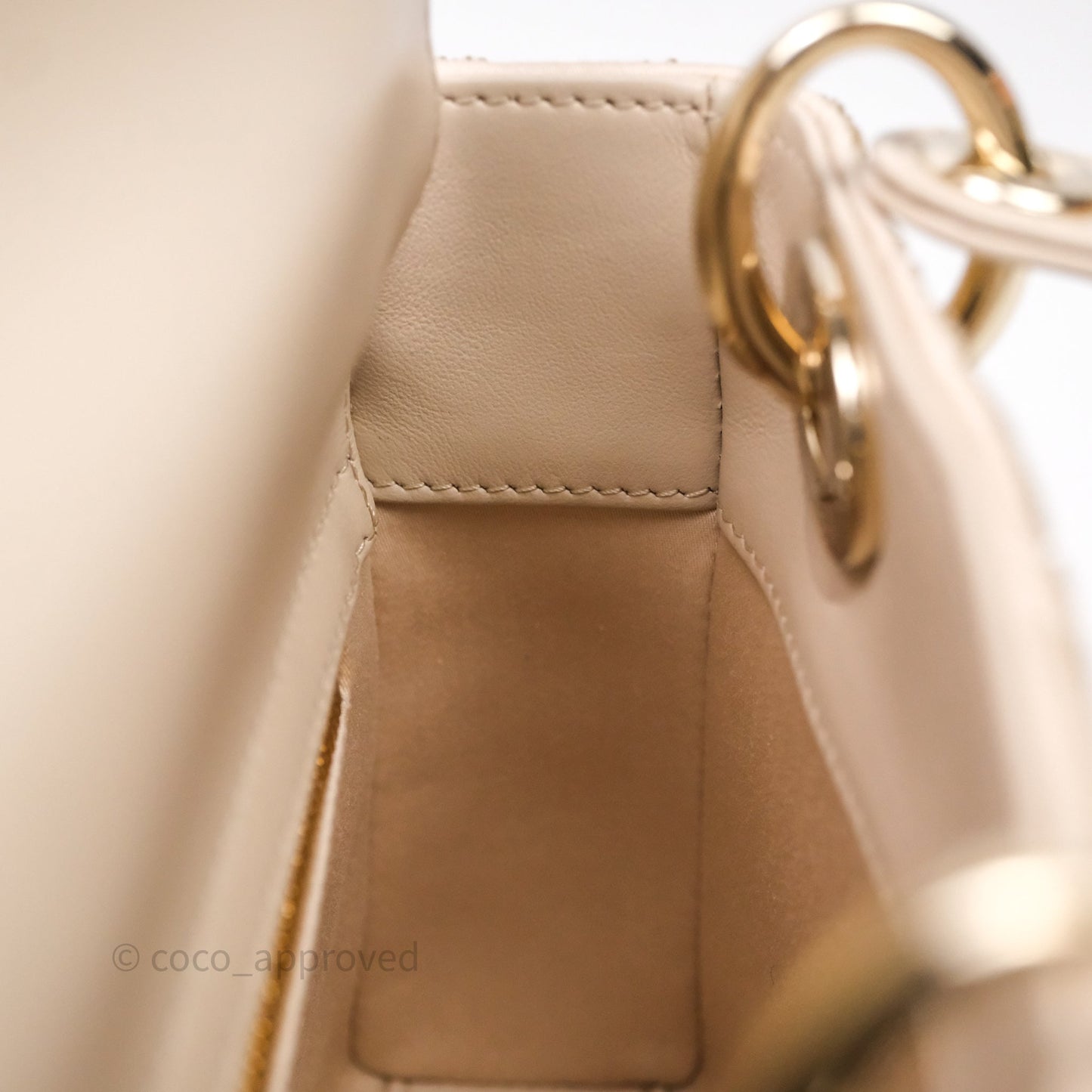 Christian Dior Mini Dior Caramel Beige Microbead-Embroidered Cotton with Cannage Motif