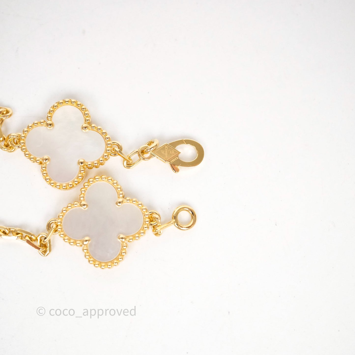 Van Cleef & Arpels Vintage Alhambra 5 Motifs White Yellow Gold Bracelet