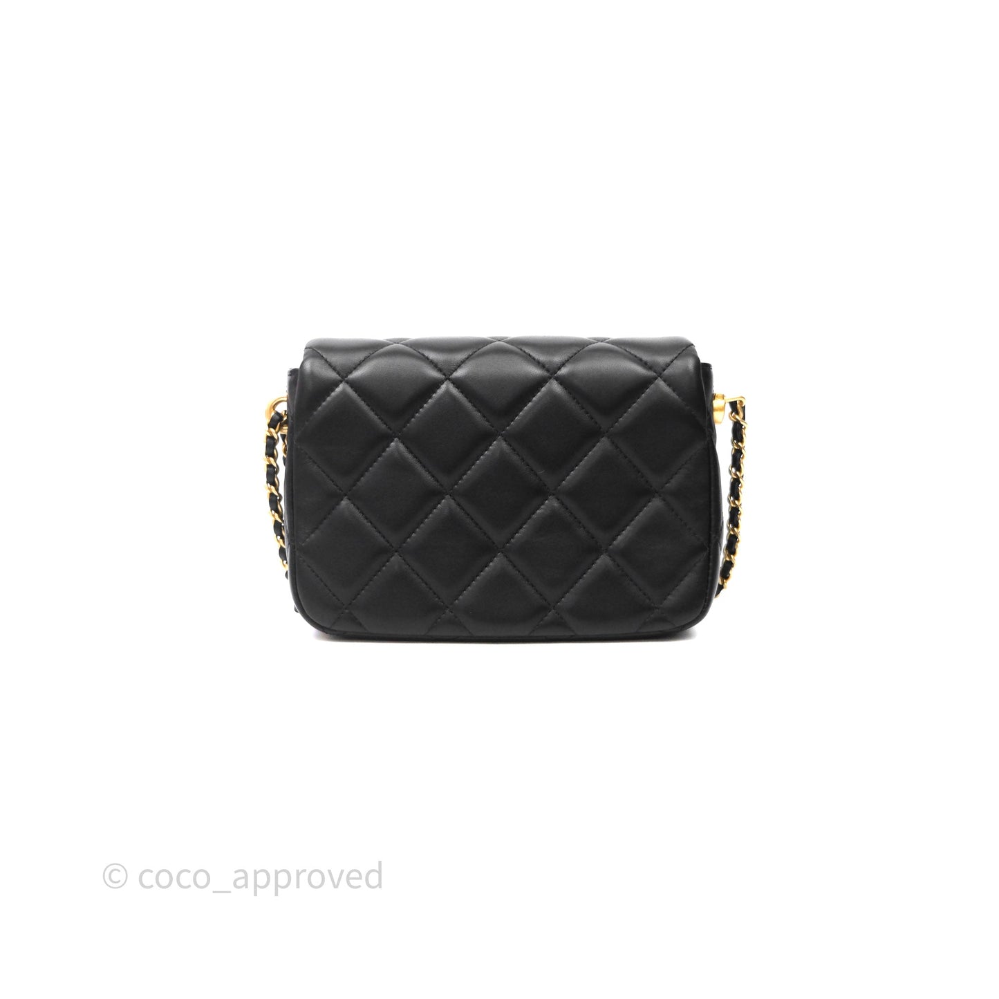 Chanel My Perfect Mini With Pearl Quilted Black Lambskin Gold Hardware