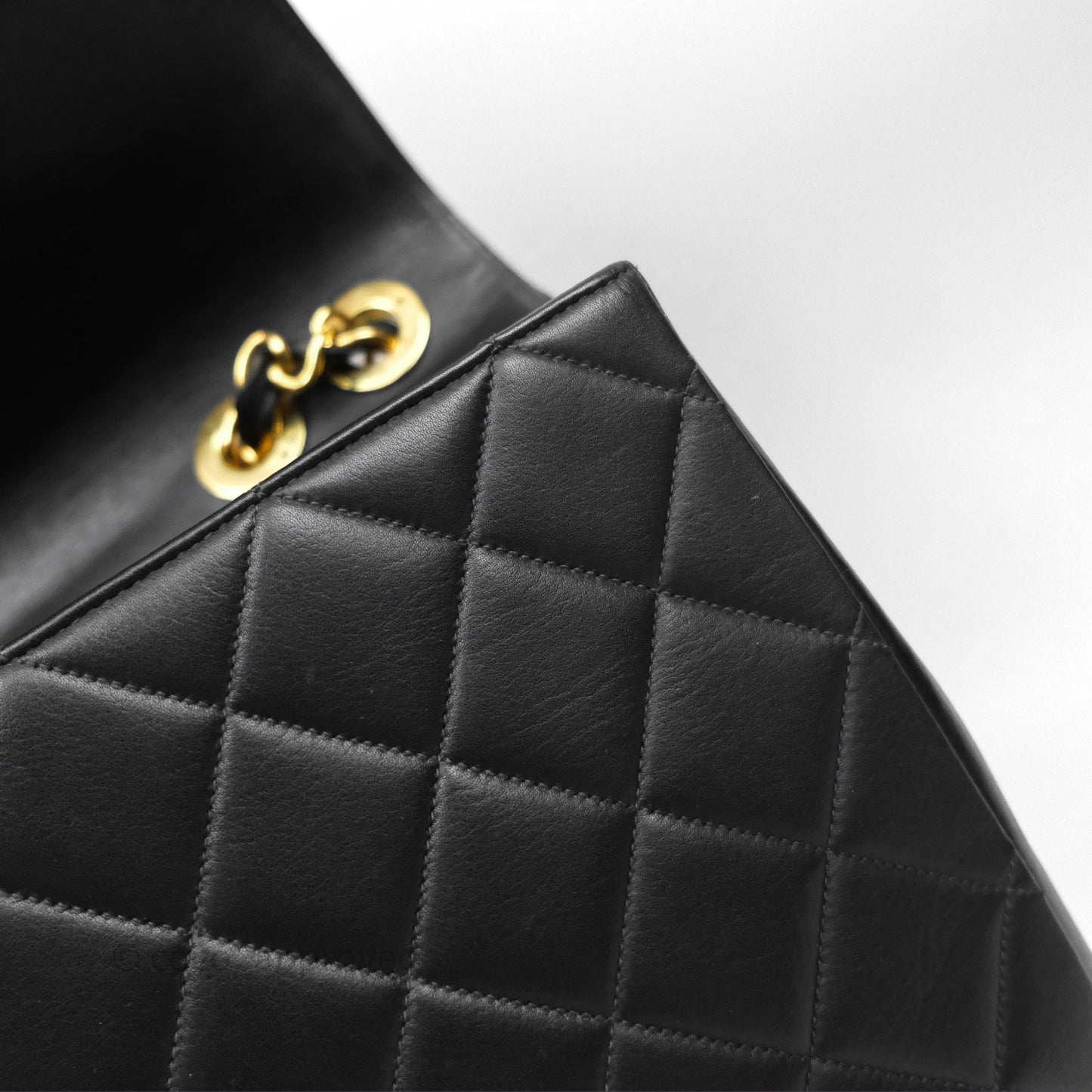 Chanel Vintage Maxi Quilted CC Flap Bag Black Lambskin Gold Hardware