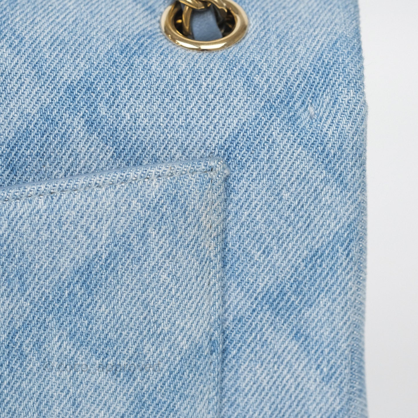 Chanel Quilted Small Double Flap Blue Printed Denim Gold Hardware