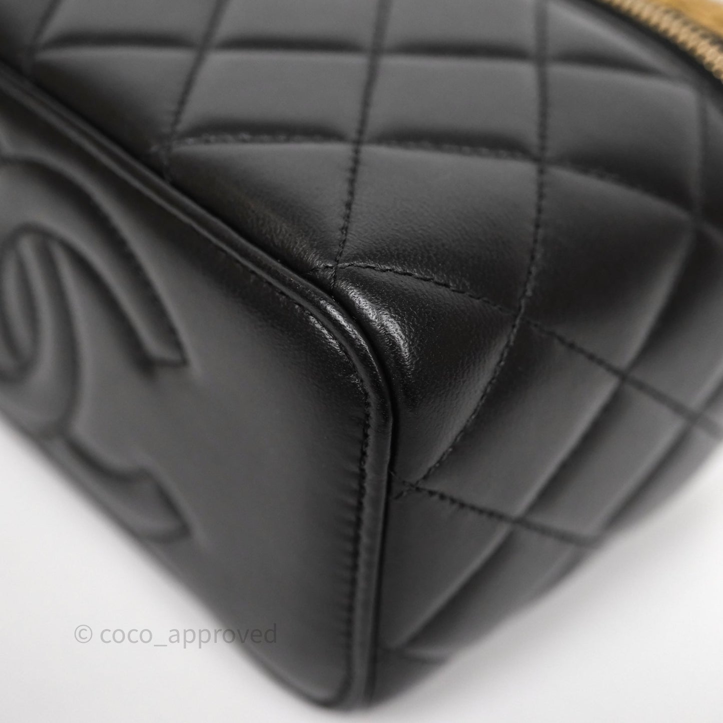 Chanel Top Handle Vanity Rectangular Black Lambskin Aged Gold Hardware