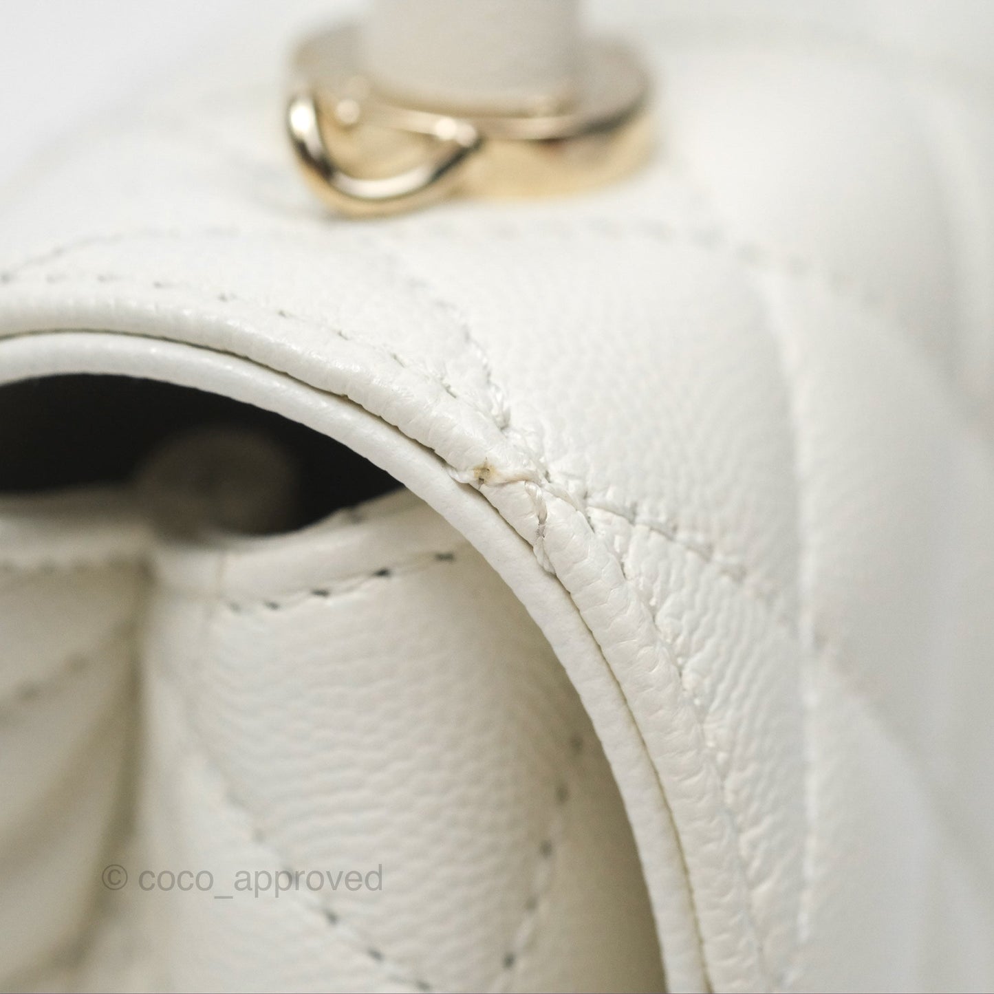 Chanel Mini Coco Handle White Caviar Gold Hardware