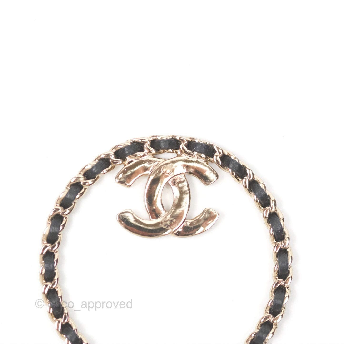 Chanel Round Woven CC Crystals Earrings Gold Tone 22B