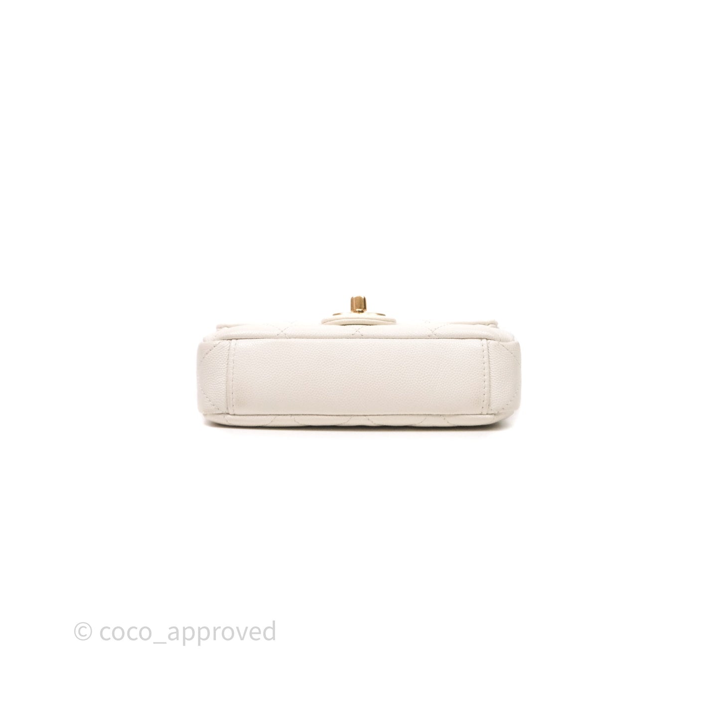 Chanel Mini Flap White Caviar Bag Double Chain Gold Hardware