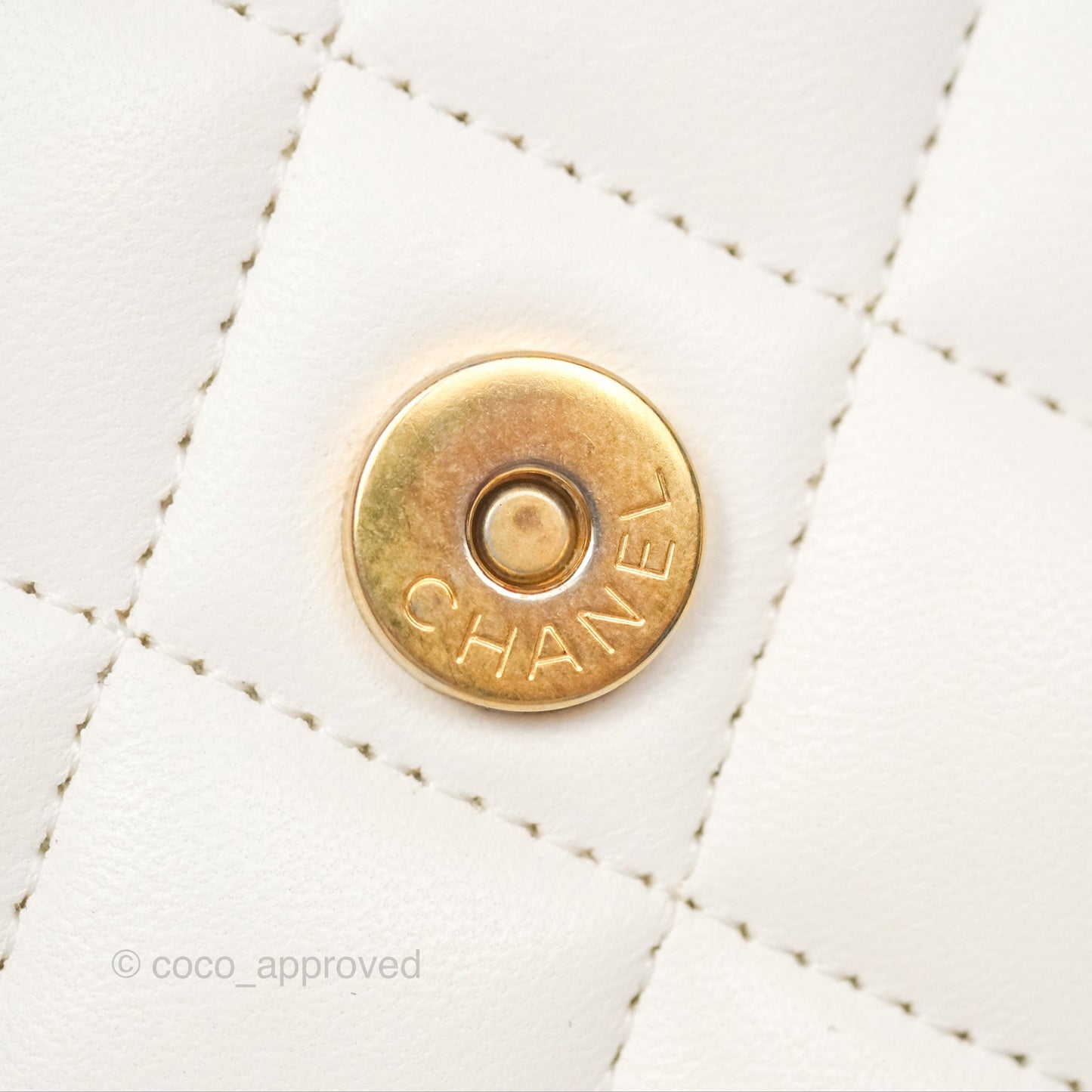 Chanel Quilted Wallet on Chain WOC Coco Heart Chain White Lambskin Aged Gold Hardware 22K