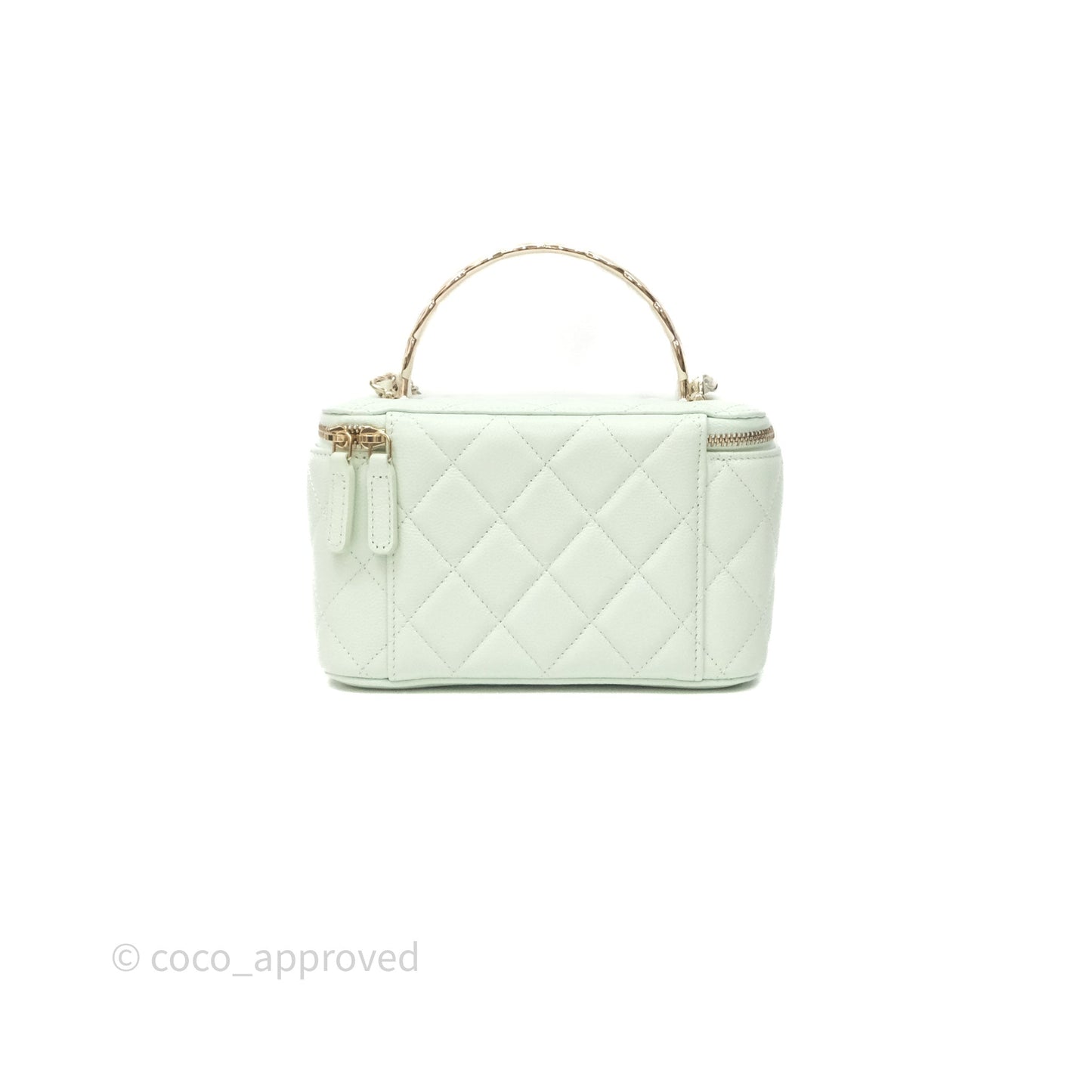 Chanel Vanity Rectangular Top Handle Mint Green Caviar Gold Hardware