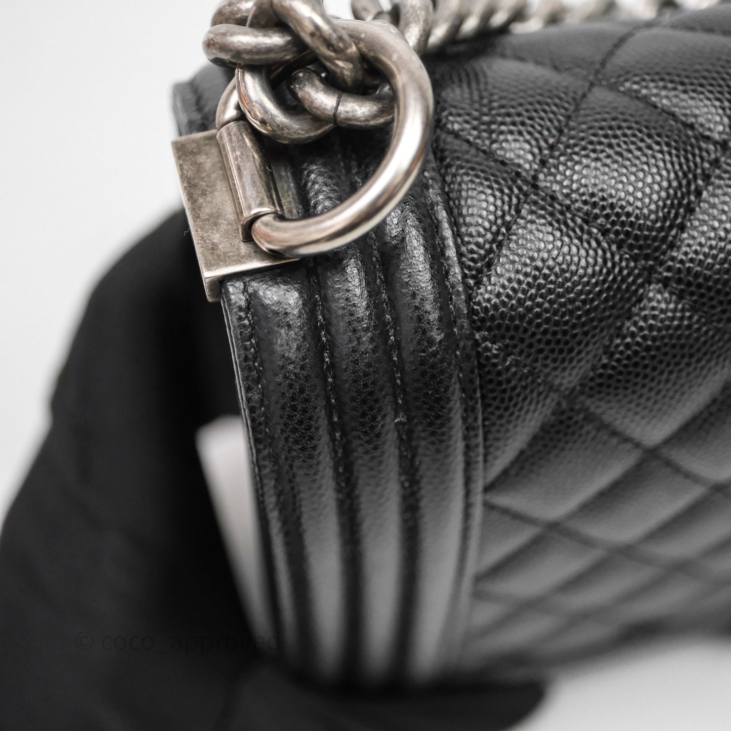 Chanel Quilted Medium Boy Black Caviar Ruthenium Hardware