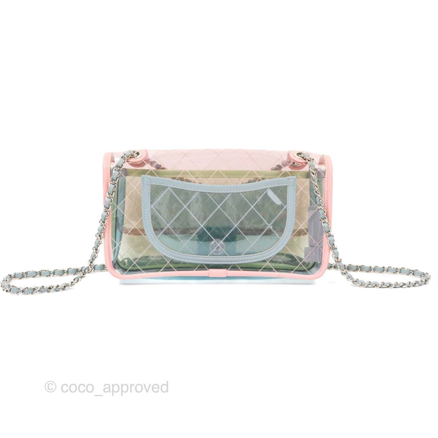Chanel Coco Splash PVC Medium Flap Bag Blue/Green/Pink Silver Hardware