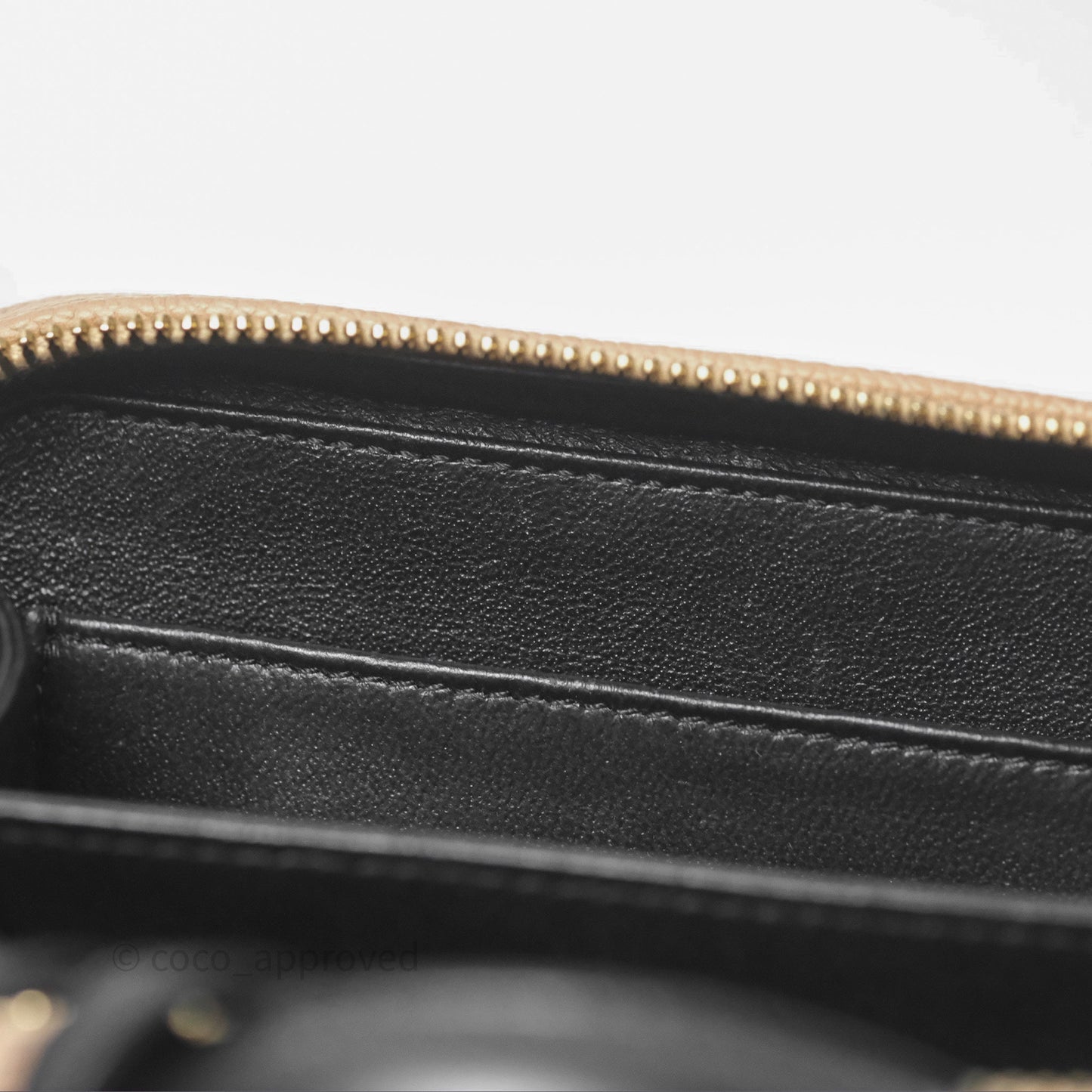 Chanel Quilted Small CC Filigree Vanity Case Beige Black Caviar Gold Hardware
