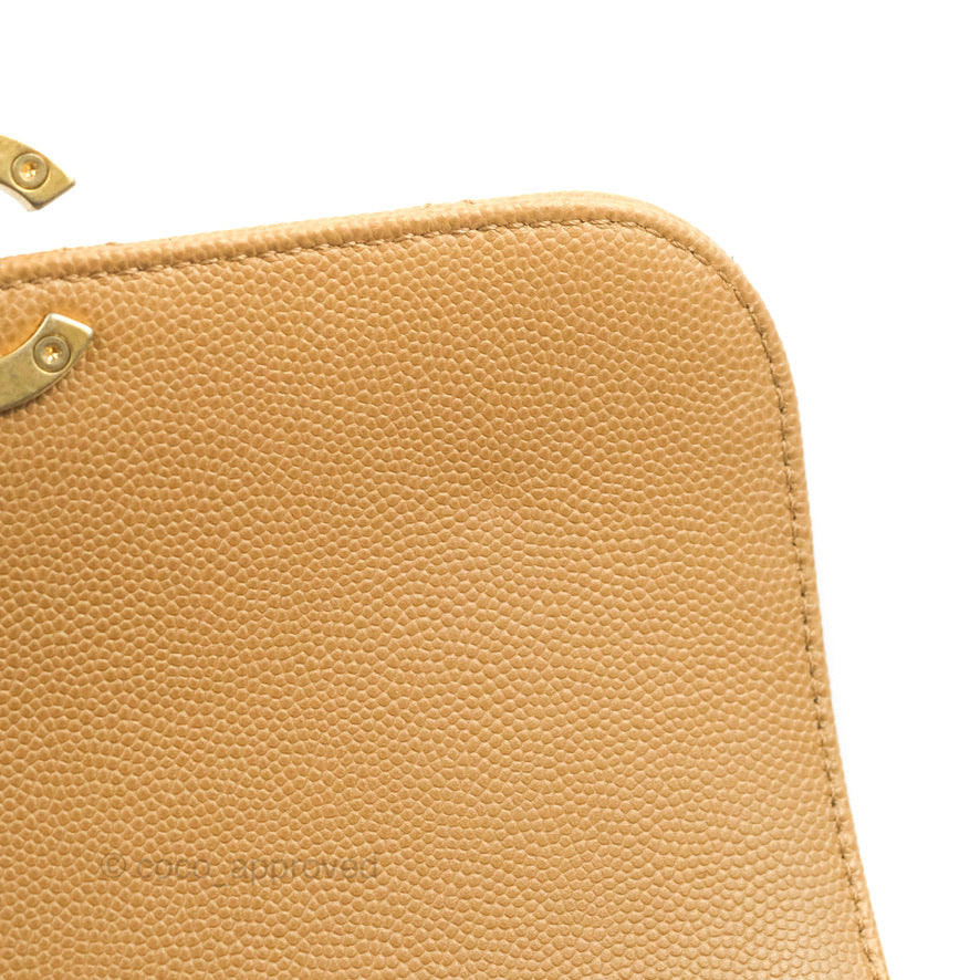 Chanel Mini Messenger Bag Beige Caviar Gold Hardware 21K