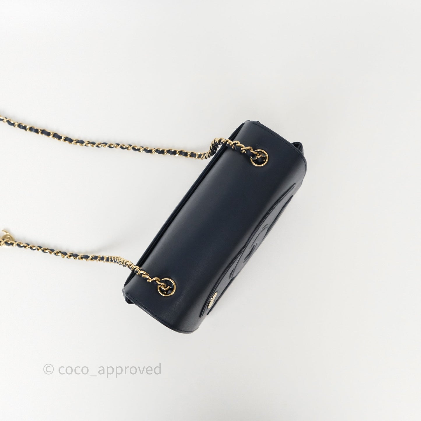 Chanel CC Mania Flap Bag Navy Lambskin Gold Hardware