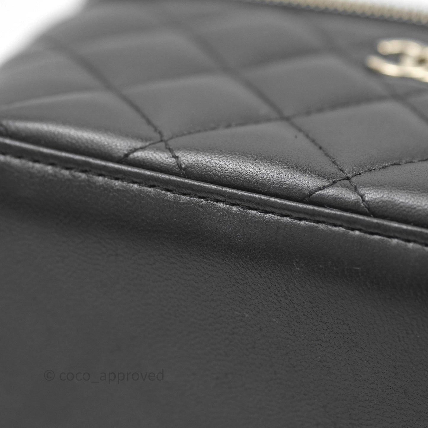 Chanel Vanity Rectangular Top Handle Black Lambskin Gold Hardware