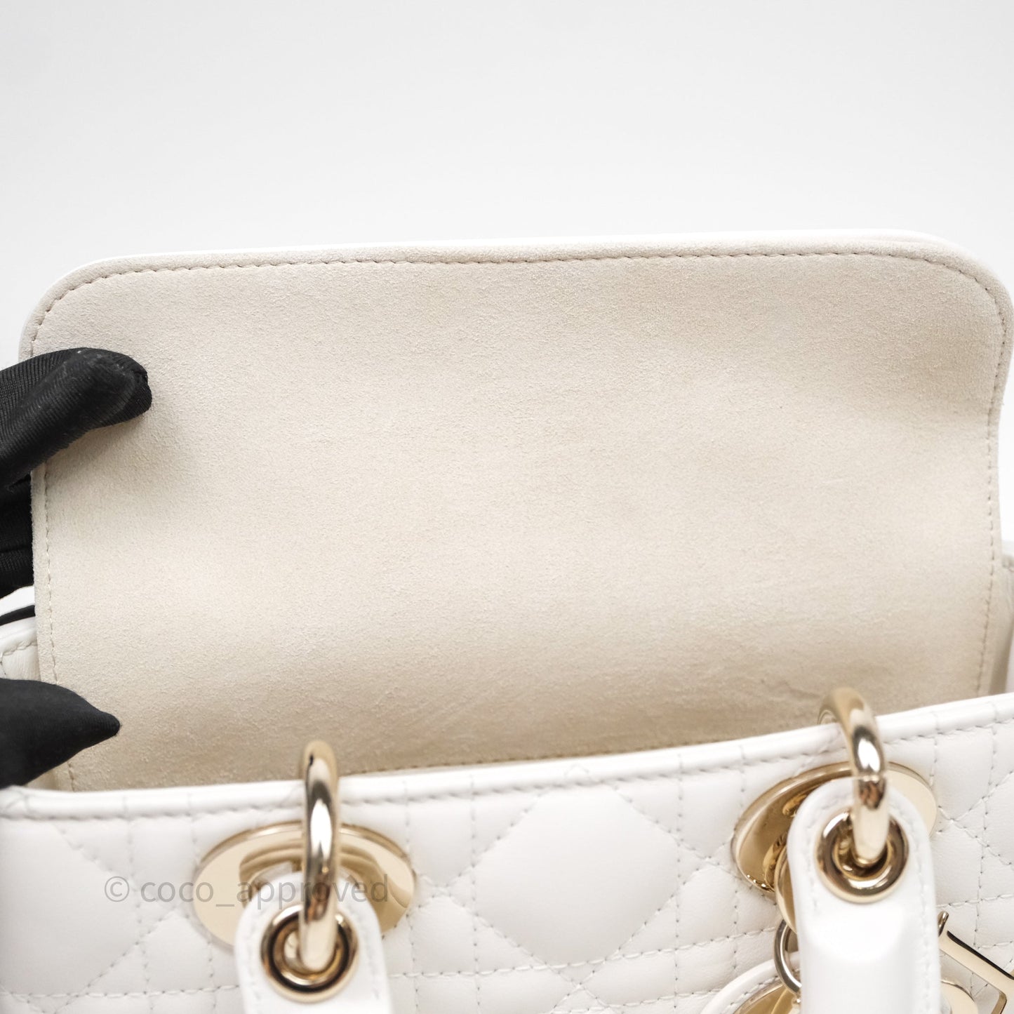 Christian Dior Mini Lady D-Joy White Light Gold Hardware