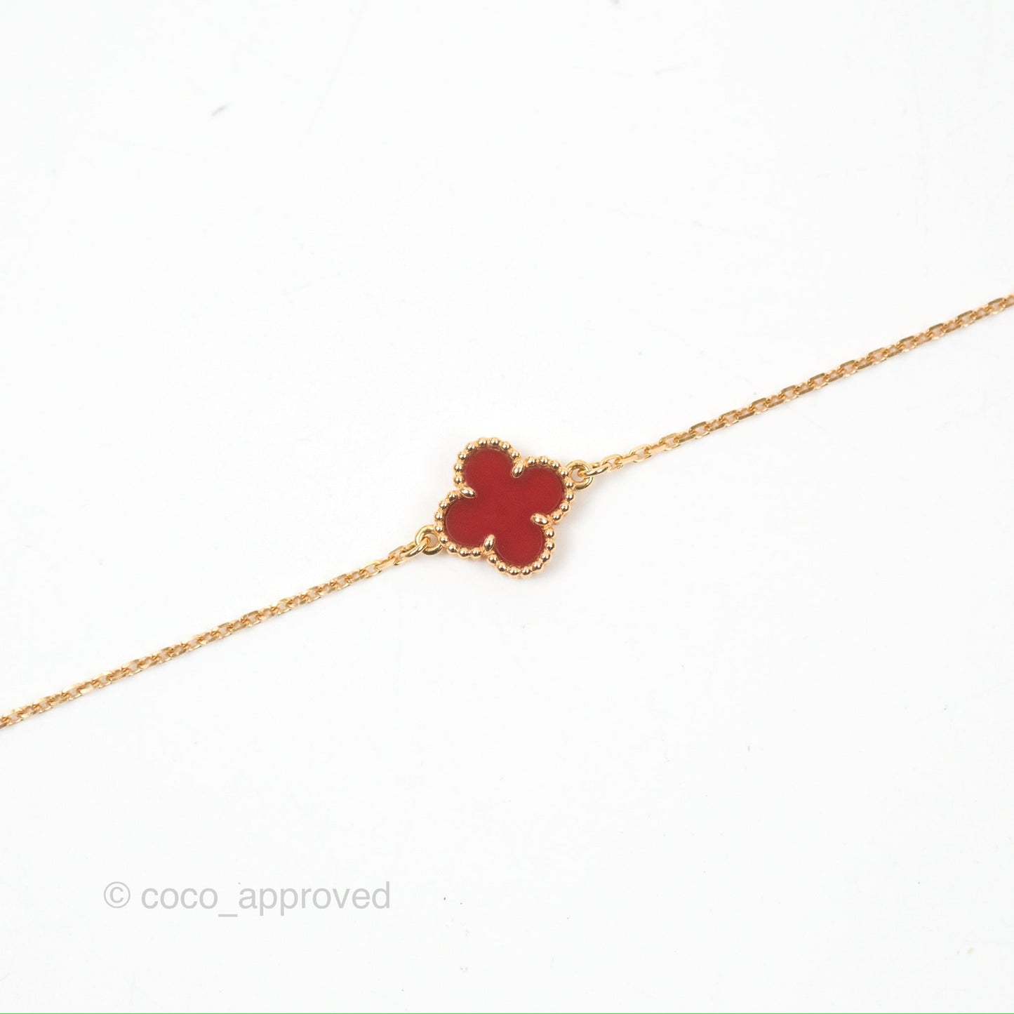 Van Cleef & Arpels Sweet Alhambra Bracelet Rose Gold Red Carnelian
