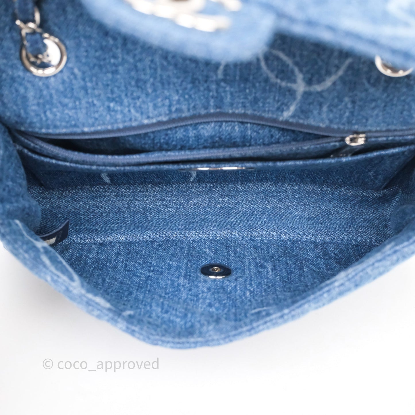 Chanel CC Denim Single Flap Bag Silver Hardware