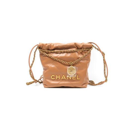 Chanel 22 Mini Bag Caramel Crumpled Calfskin