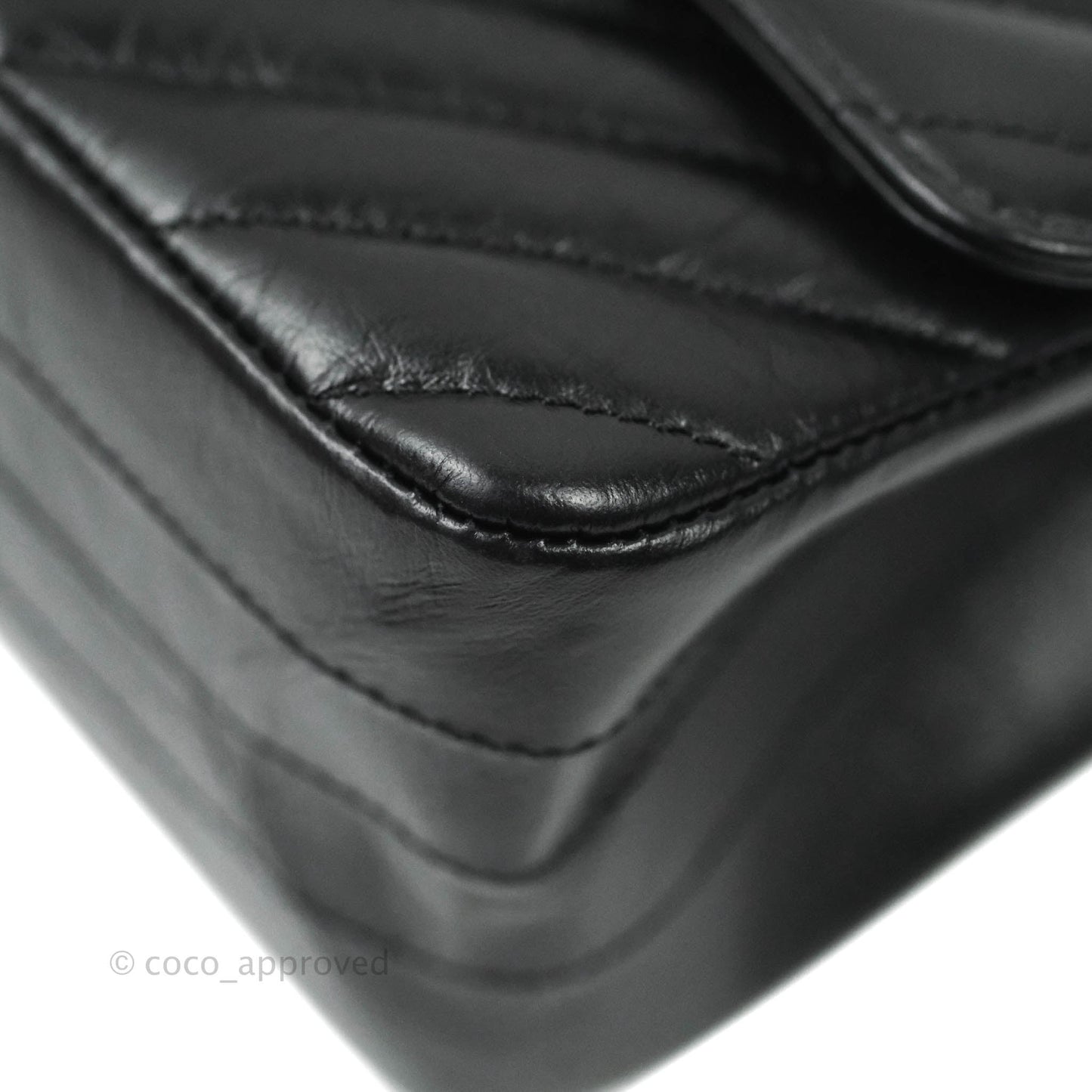 Chanel Mini Reissue 224 So Black Chevron Calfskin Black Hardware