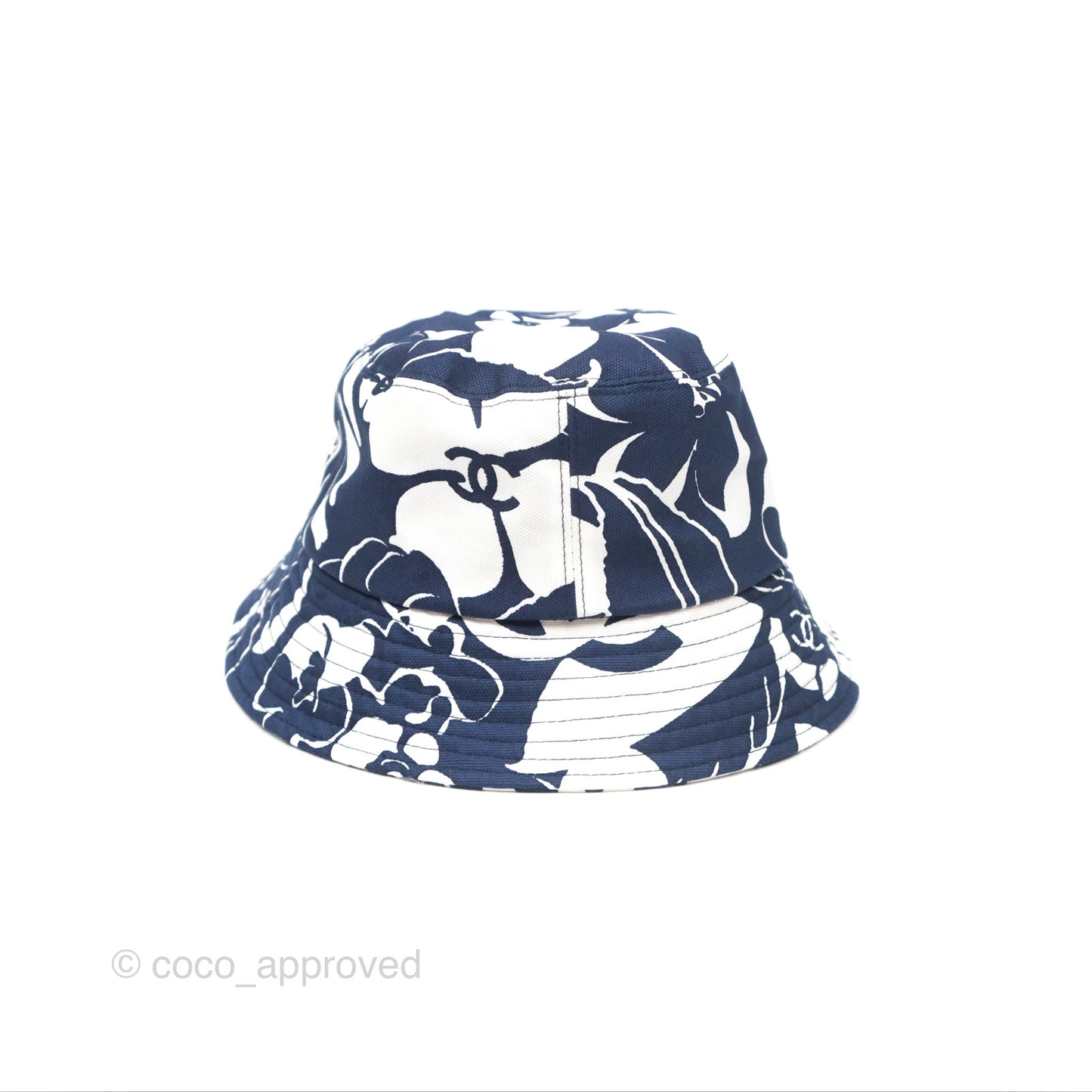 Chanel Flora Printed Bucket Hat White Navy