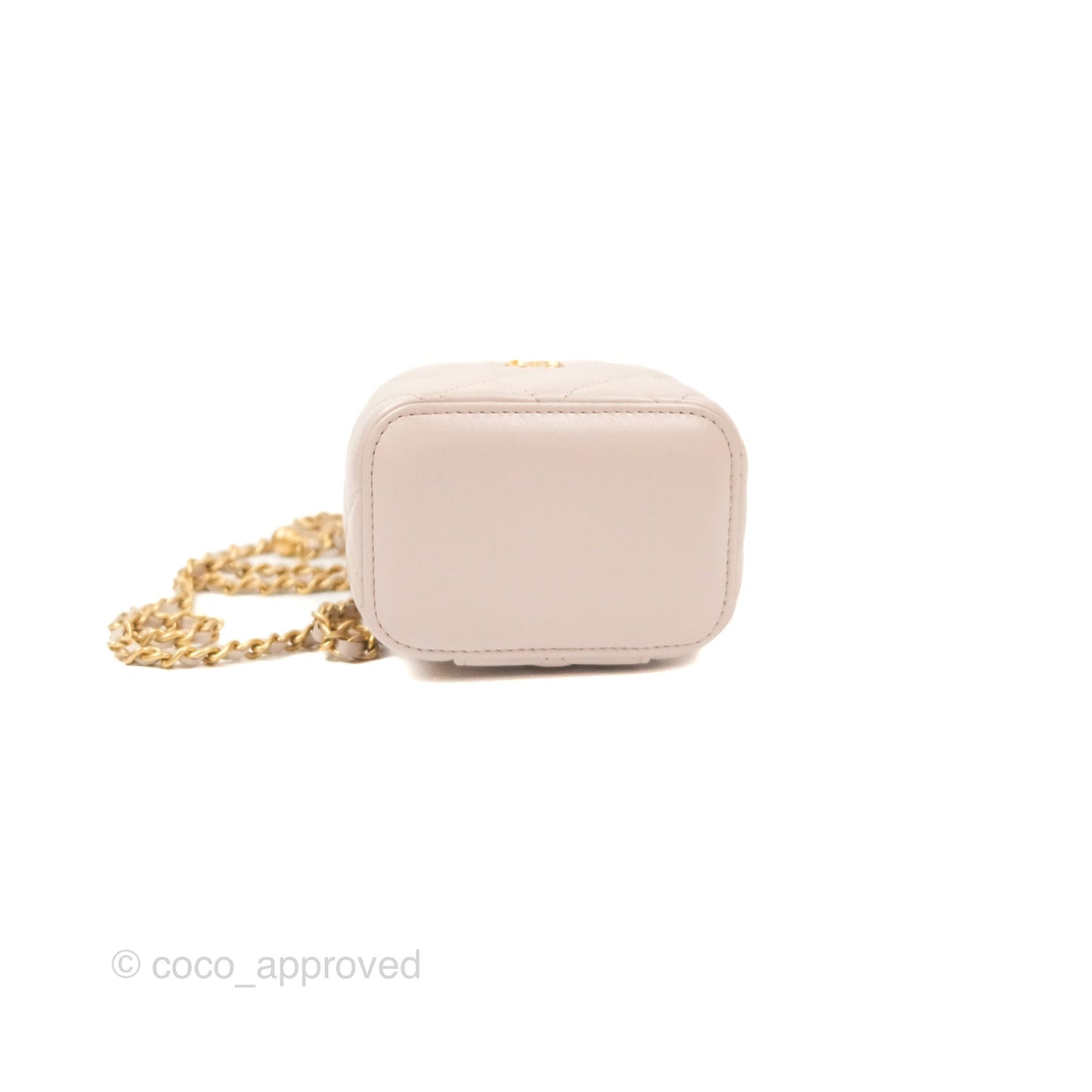 Chanel Classic Pearl Crush Mini Vanity With Chain Lilac Pink Lambskin Aged Gold Hardware