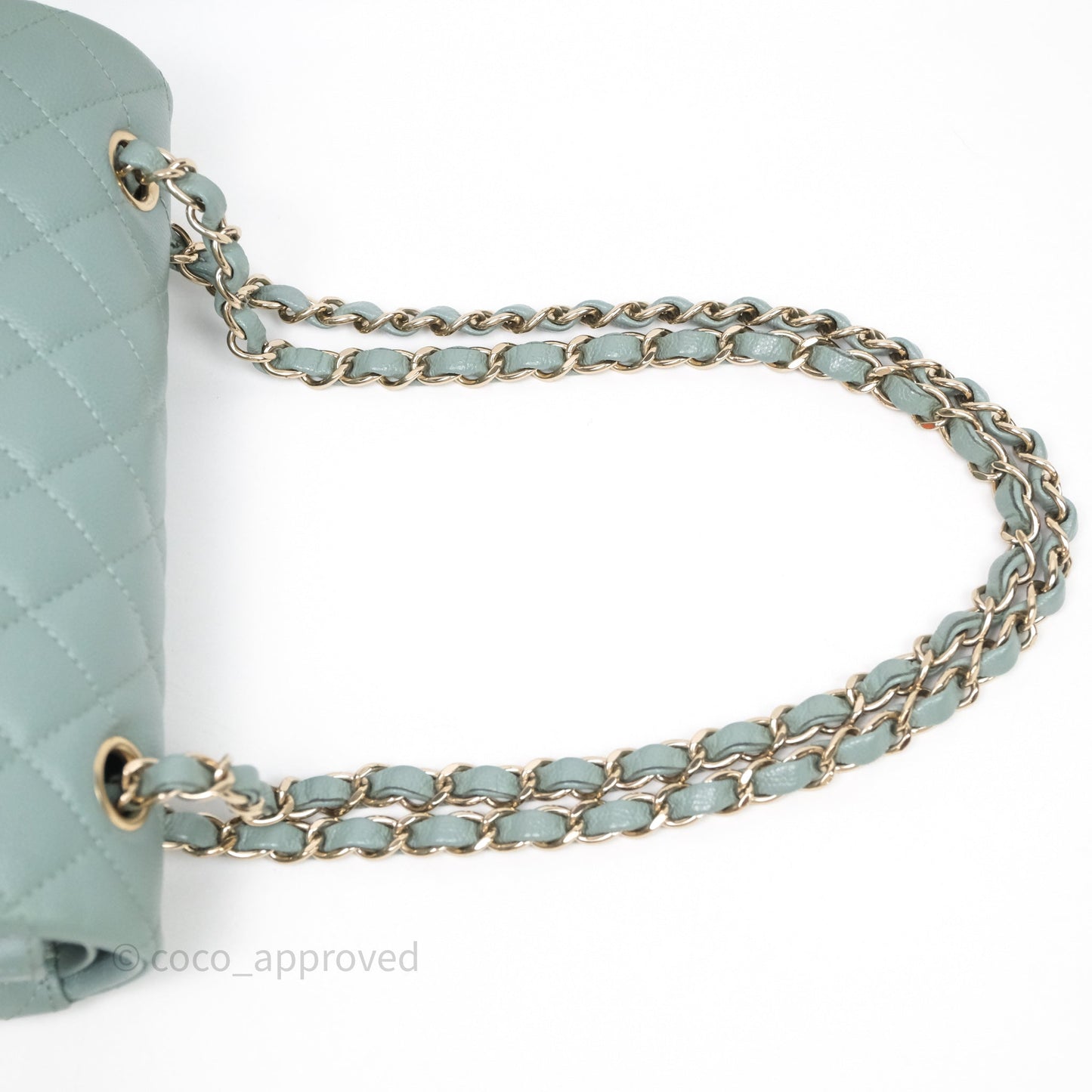 Chanel Small Quilted Classic Flap Tiffany Green Cavier Gold Hardware