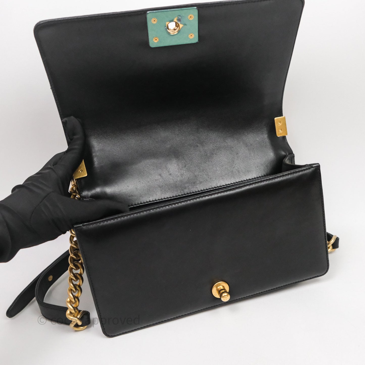 Chanel Medium Boy Quilted Black Lambskin Aged Gold Hardware