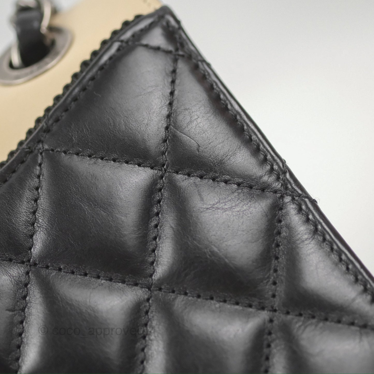 Chanel Quilted Ballerine Flap Light Beige Black Calfskin Ruthenium Hardware