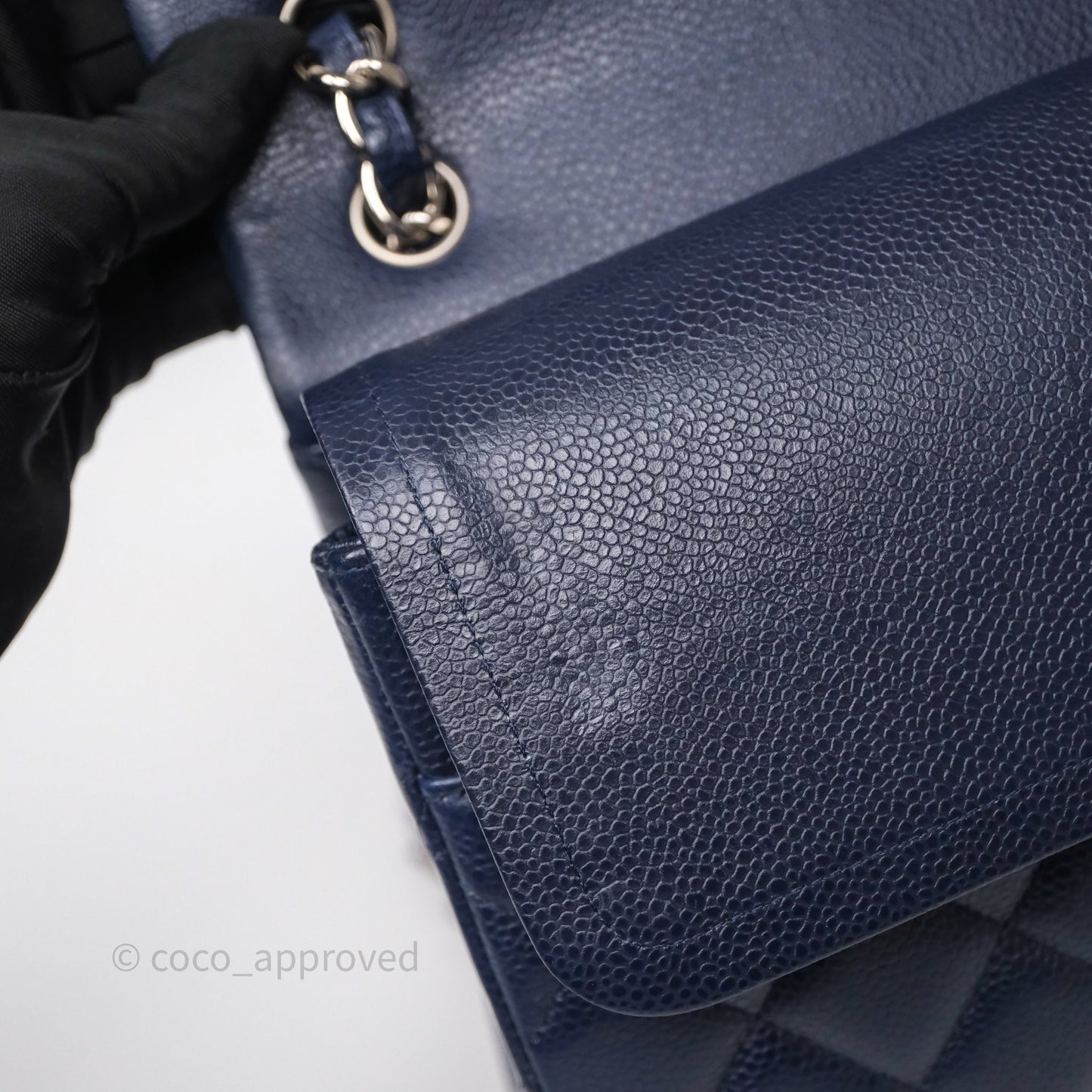 Chanel Jumbo Double Flap Navy Caviar Silver Hardware⁣⁣
