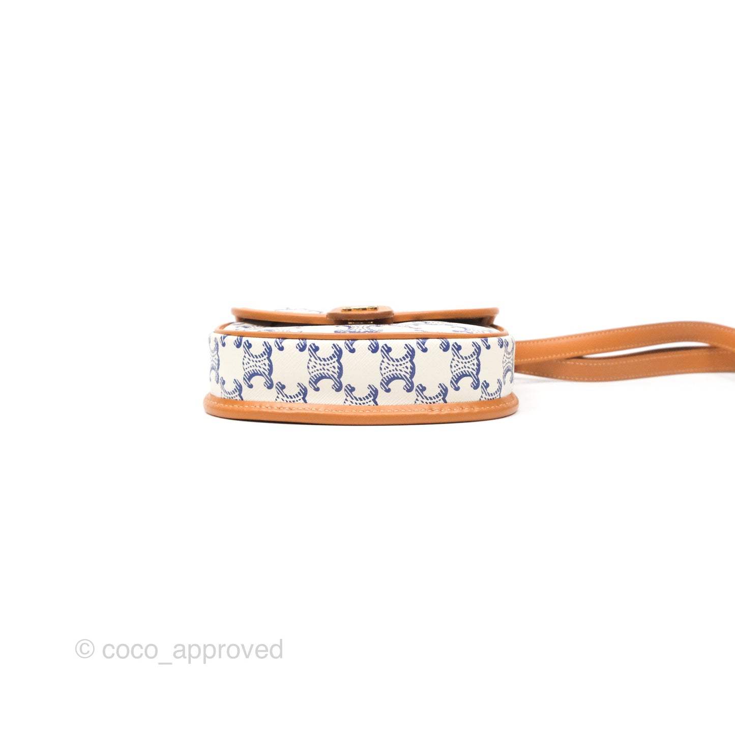 Celine Mini Besace Triomphe Embroidery Calfskin White/ Blue