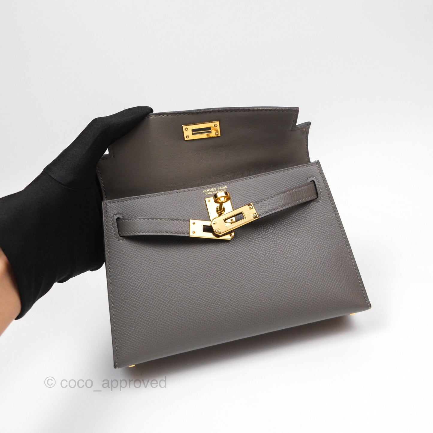 Hermès Mini Kelly II Gris Meyer 0L Epsom Gold Hardware
