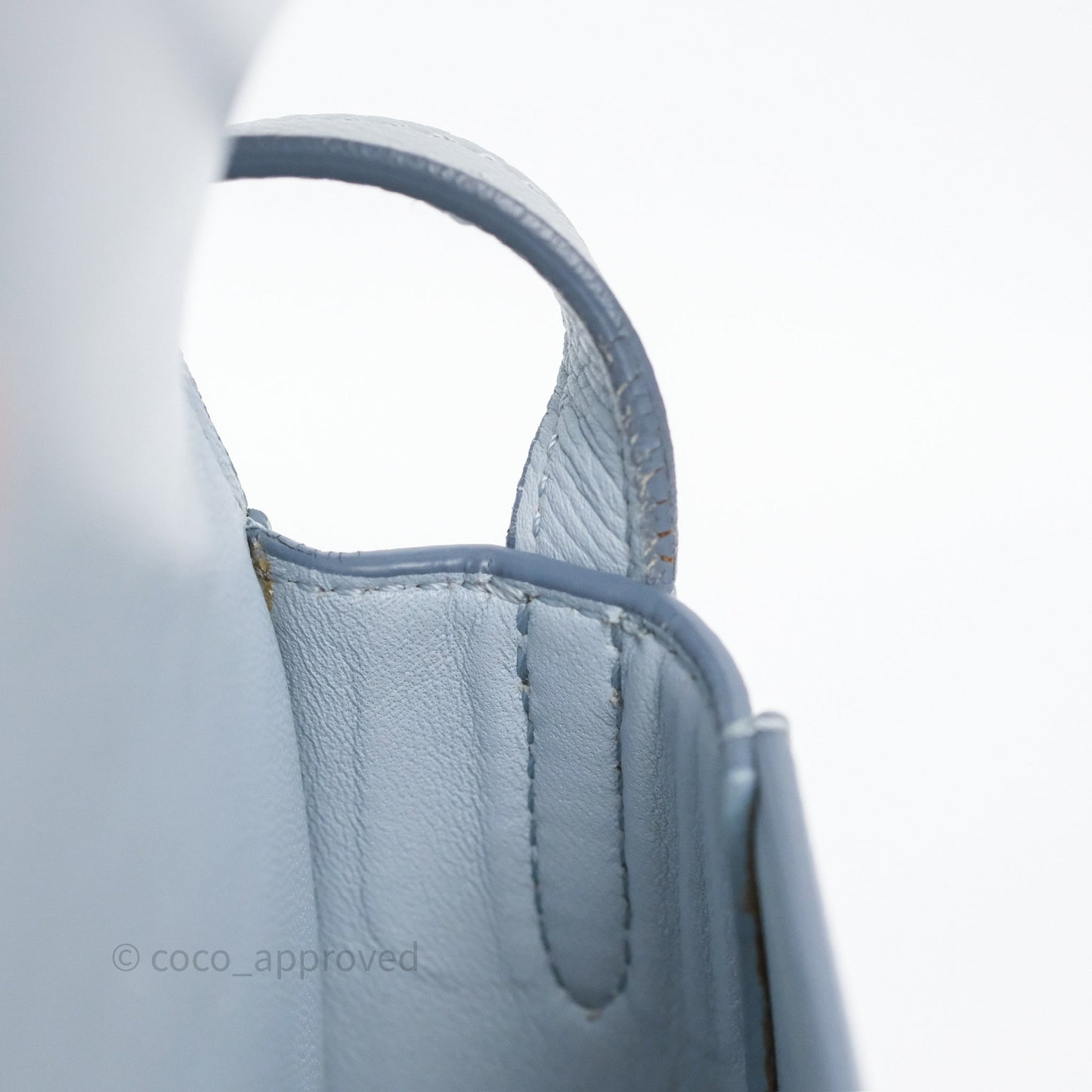 Celine Small Trotteur Crossbody Bag Light Blue Grained Calfskin