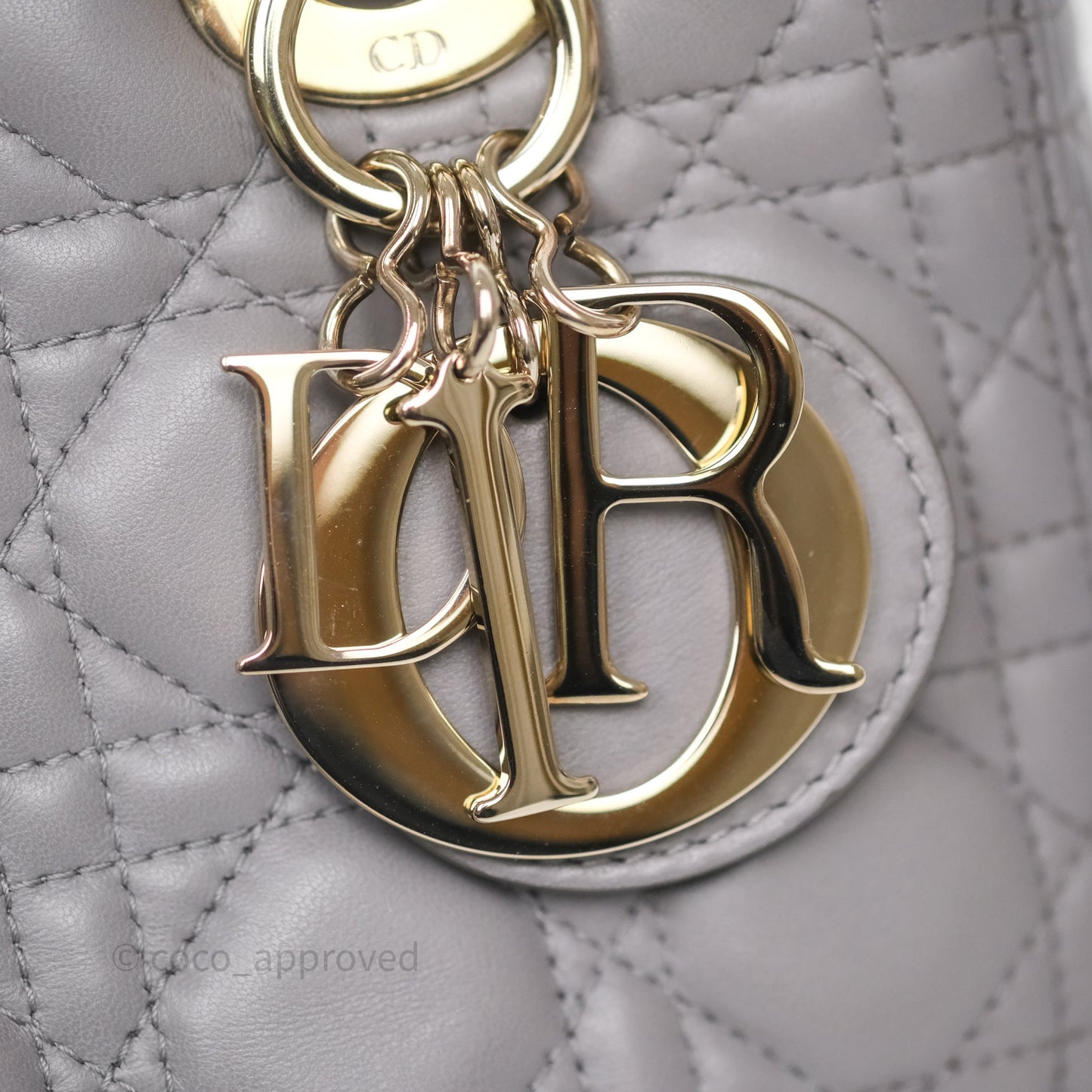 Christian Dior Medium Lady Dior Grey Lambskin Gold Hardware