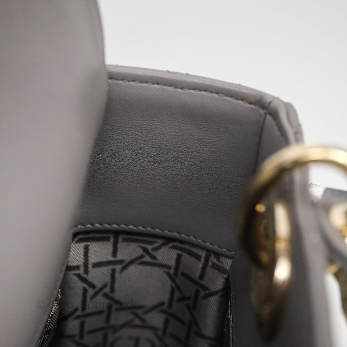 Christian Dior Small Lady Dior Grey Lambskin Gold Hardware