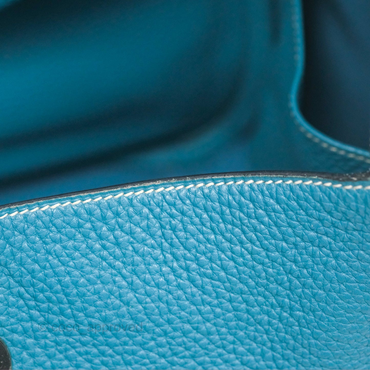Hermès Lindy 34 Blue Jean Clemence Palladium Hardware