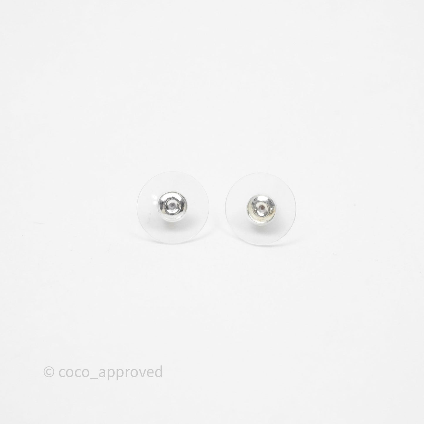 Chanel CC Crystal Square Mini Earrings Silver Tone 25C
