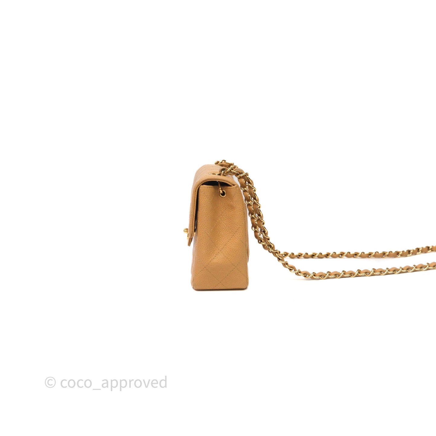 Chanel Vintage Mini Square Beige Caviar Gold Hardware