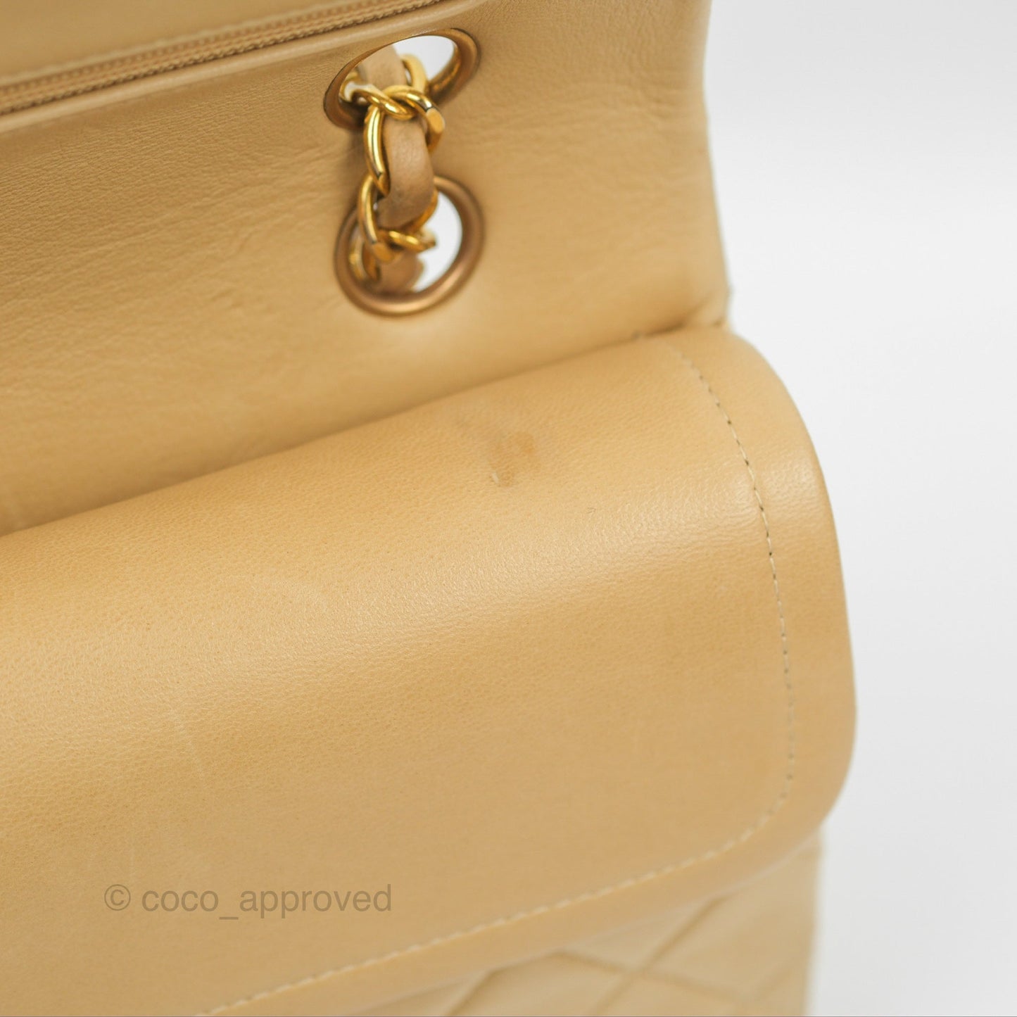 Chanel Vintage Medium Classic Flap Beige Lambskin 24K Gold Hardware