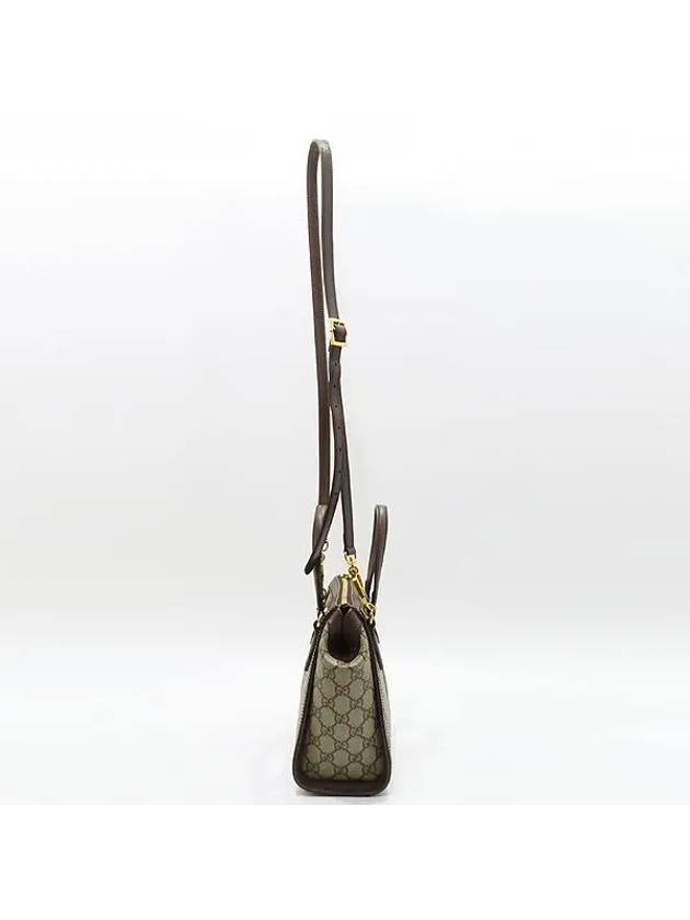 Luxury Gucci Trending 2025 547551 Ophidia GG logo brown leather trimming small tote bag shoulder strap 2WAY