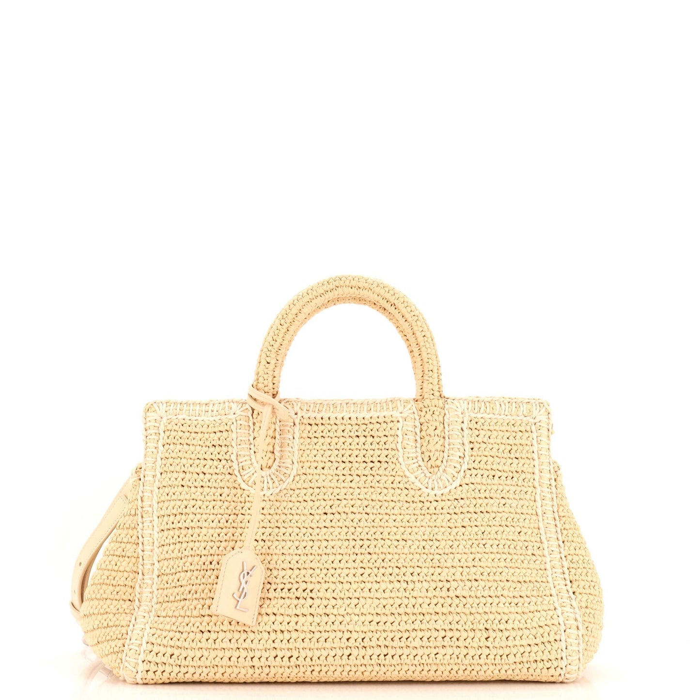 Luxury Saint Laurent Rive Gauche Cabas Woven Raffia Small