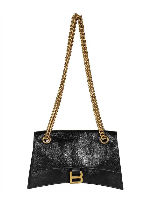Luxury Balenciaga Crush Logo Gold Chain Small Shoulder Bag Black