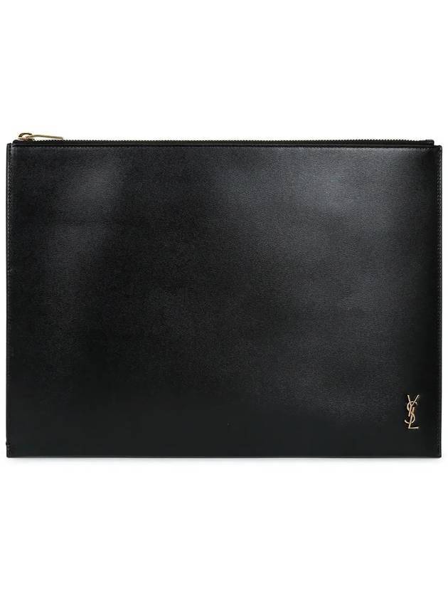 Luxury Saint Laurent Men's Tiny Monogram Clutch Bag Black