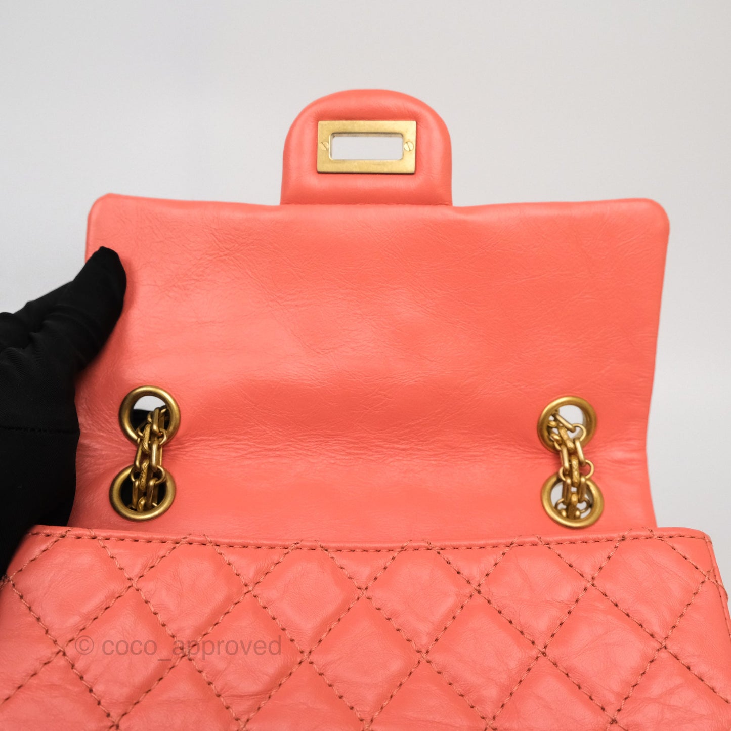 Chanel Mini Reissue 224 Pink Aged Calfskin Aged Gold Hardware
