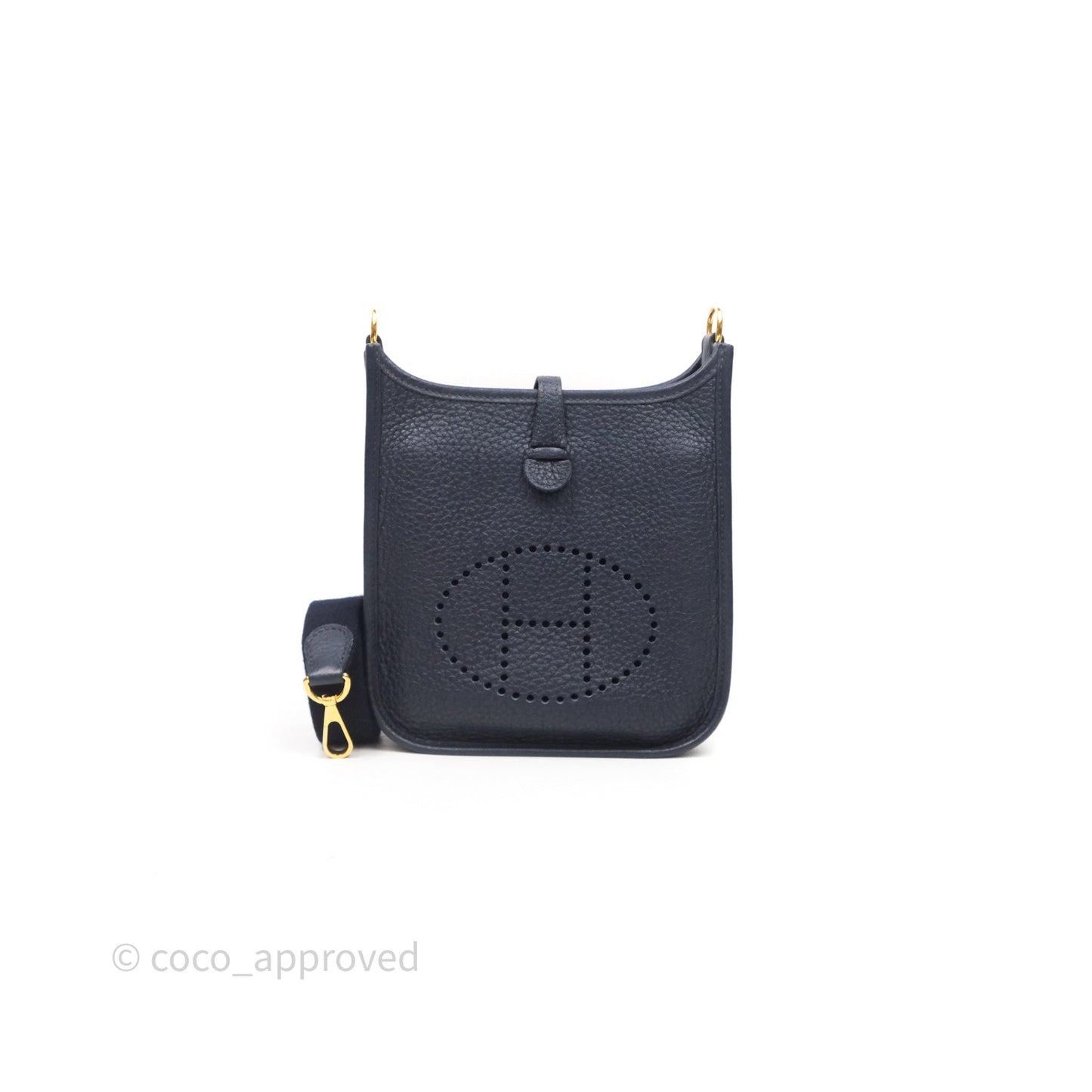 Hermès Mini Evelyne 16 Bleu Nuit 2Z Clemence Gold Hardware