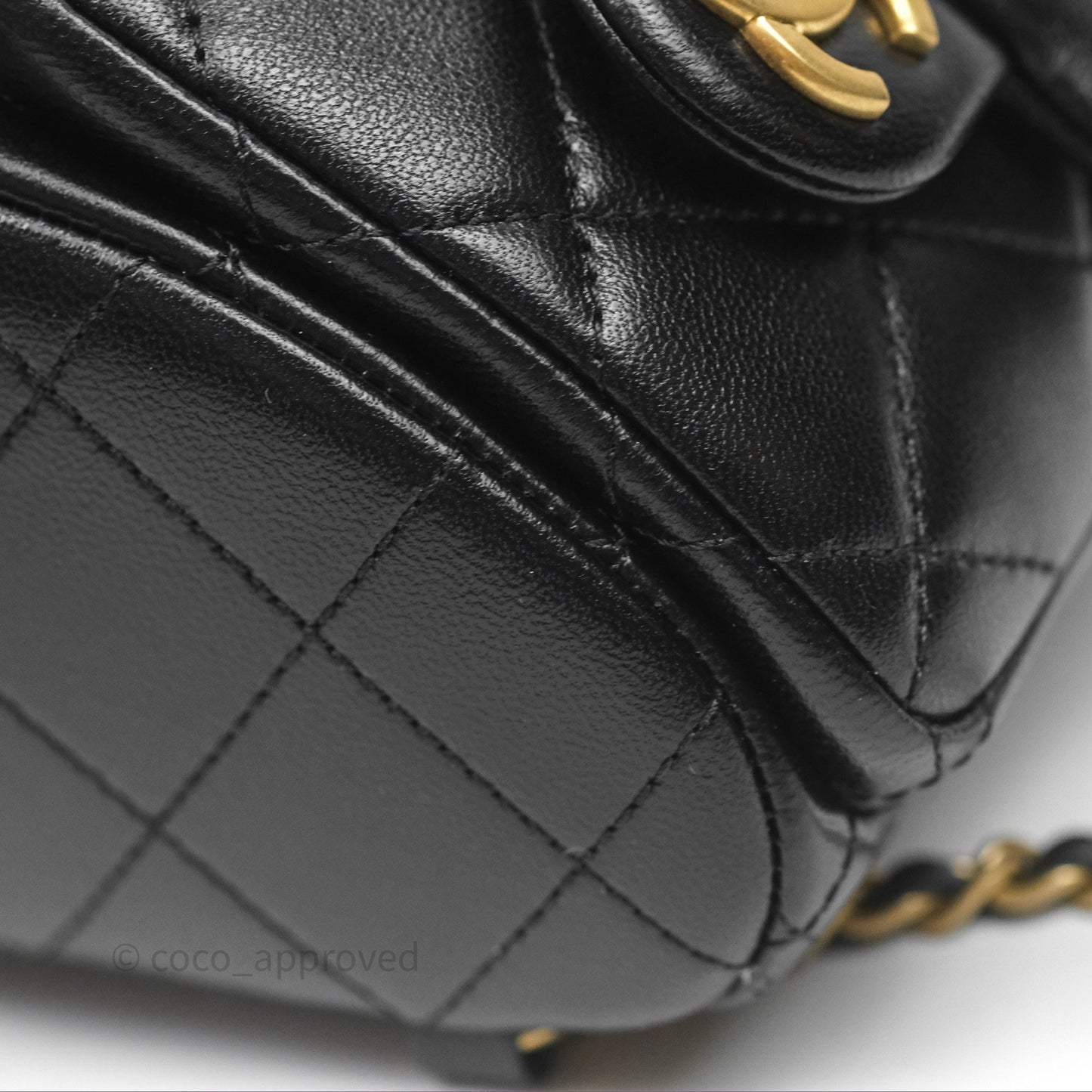 Chanel Double Pocket Black Lambskin Gold Hardware