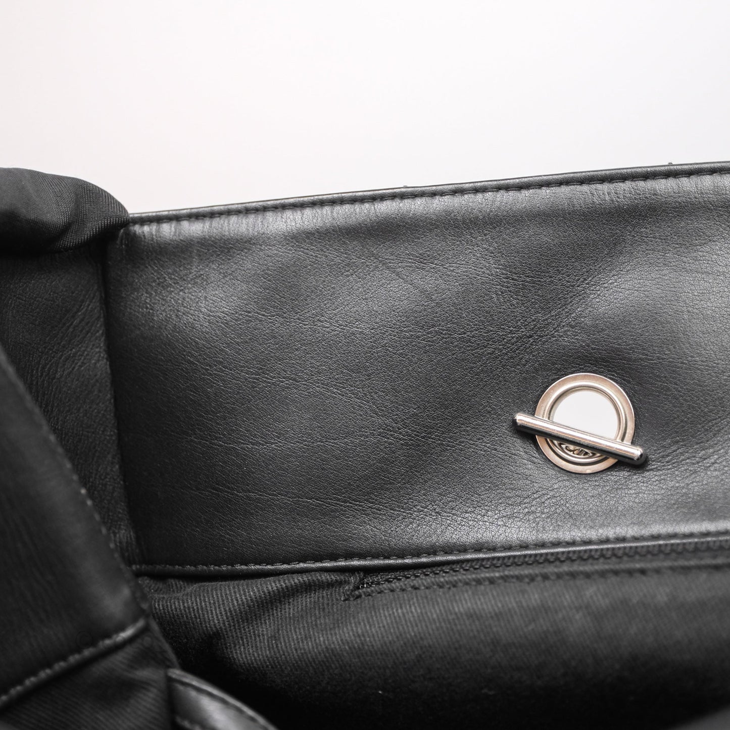 Chanel In The Business Tote Bag Black Calfskin Silver Hardware