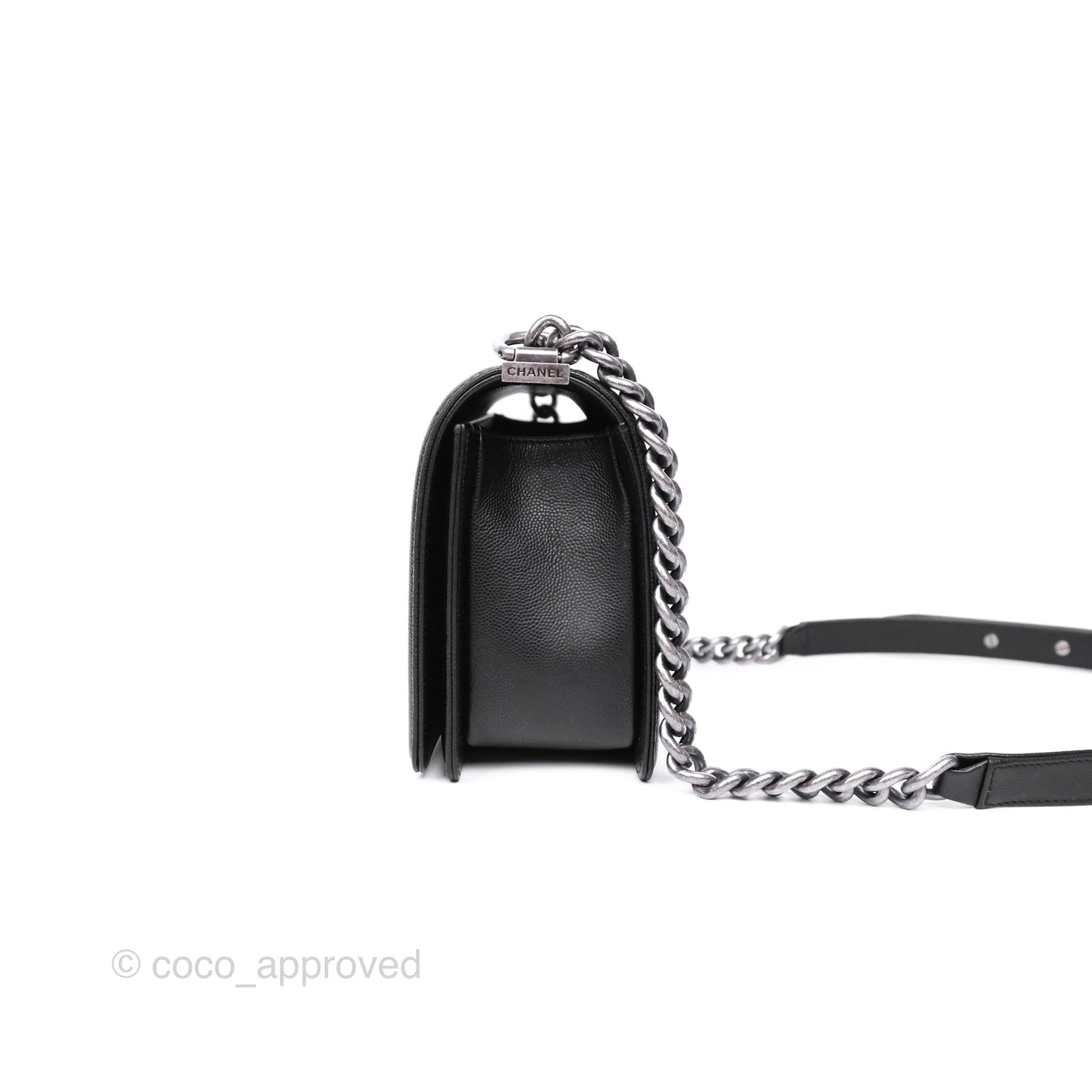 Chanel Medium Boy Quilted Black Caviar Ruthenium Hardware