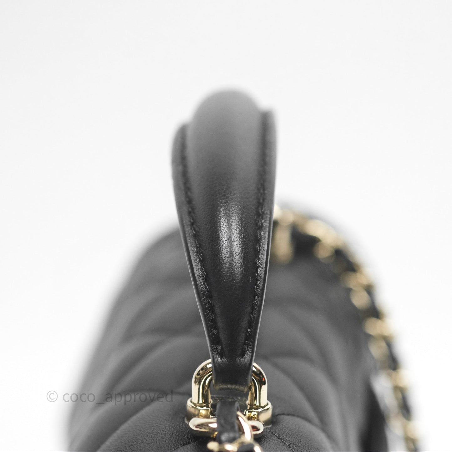 Chanel Top Handle Mini Rectangular Flap Black Lambskin Gold Hardware