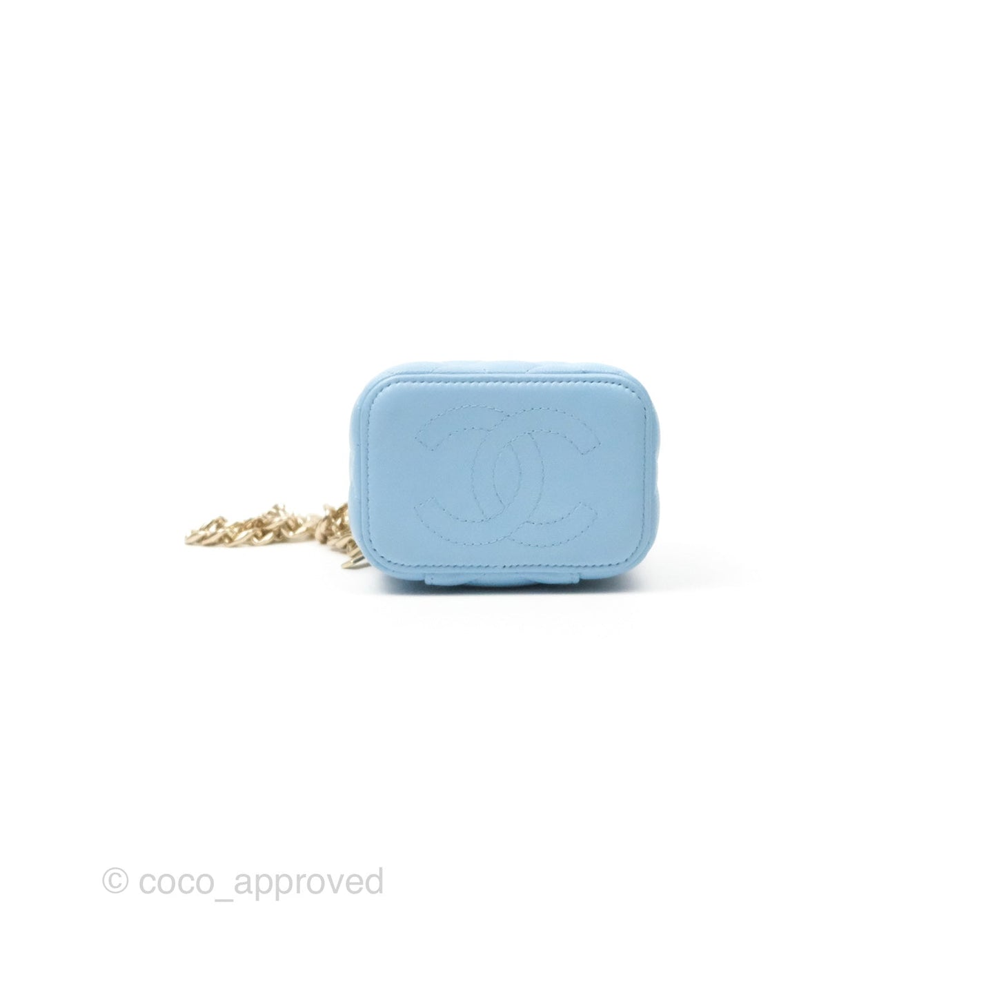 Chanel Mini Vanity Coco Chain Blue Lambskin Gold Hardware